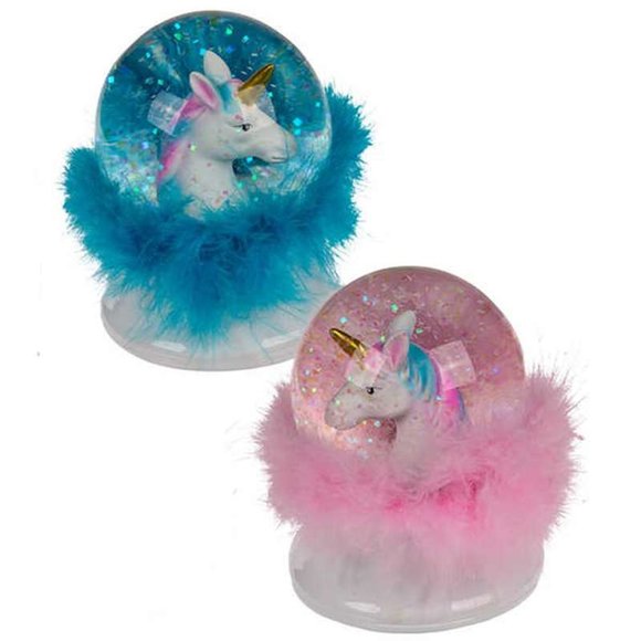 GLITTER GLOBE UNICORN FEATHERS and LED Simli Su Küresi Tüylü ve Işıklı - 1