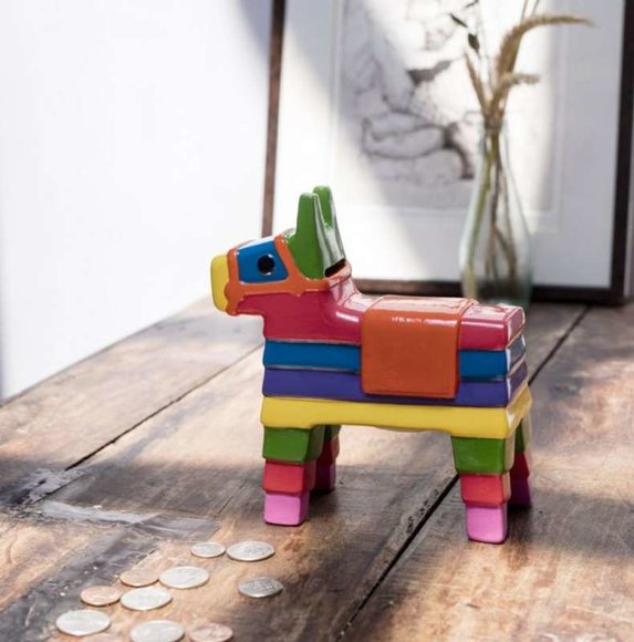 Kikkerland COIN BANK PINATA Çok Renkli Seramik Kumbara - 4