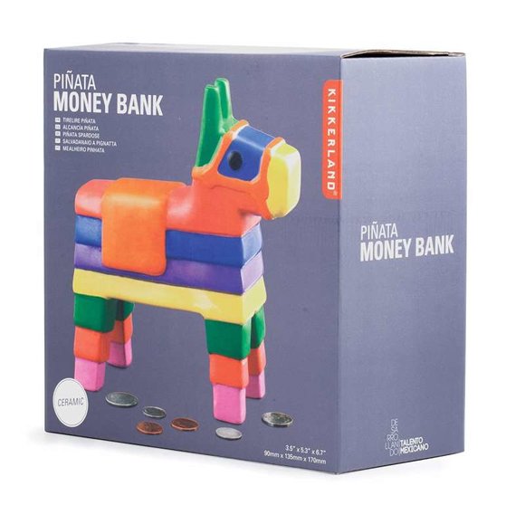 Kikkerland COIN BANK PINATA Çok Renkli Seramik Kumbara - 5