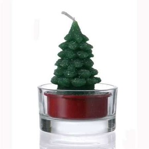 MINI Çam Tealight Mum ve Mumluk 4 Adet - 2
