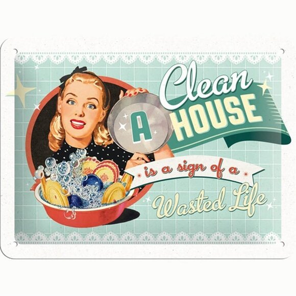 Nostalgic Art A Clean House Kabartmalı Metal Duvar Panosu - 1