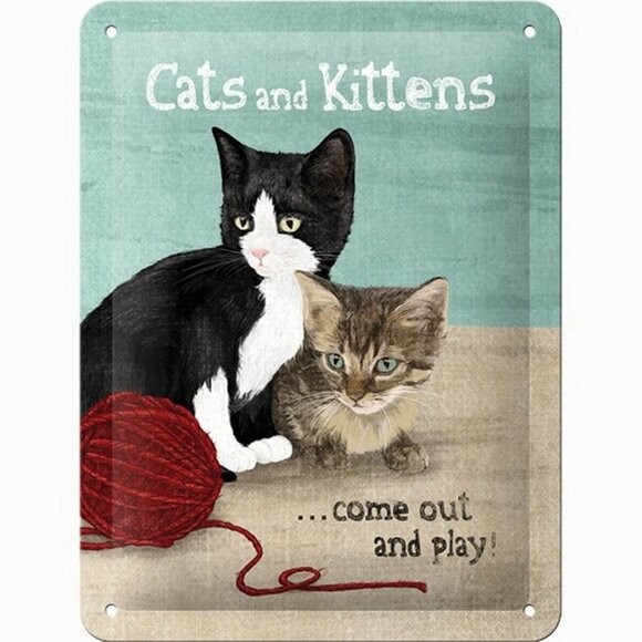 Nostalgic Art Cats and Kittens Kabartmalı Metal Duvar Panosu - 1