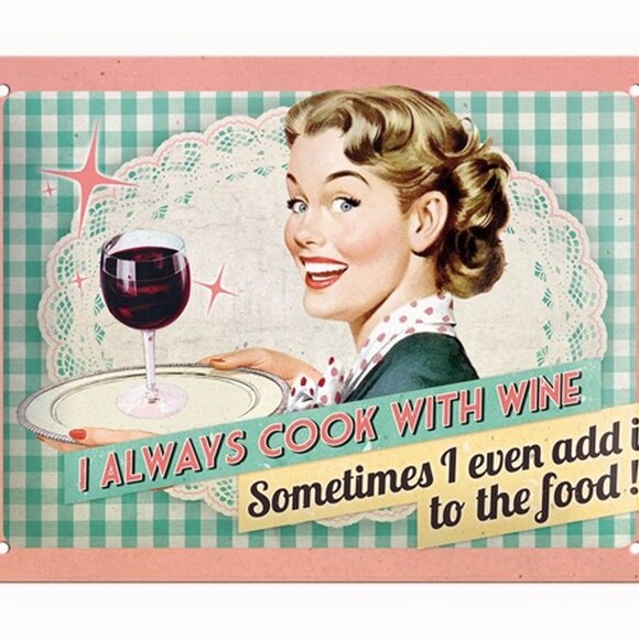 Nostalgic Art Cook With Wine Kabartmalı Metal Duvar Panosu - 1