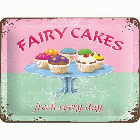 Nostalgic Art Fairy Cakes Kabartmalı Metal Duvar Panosu - 1