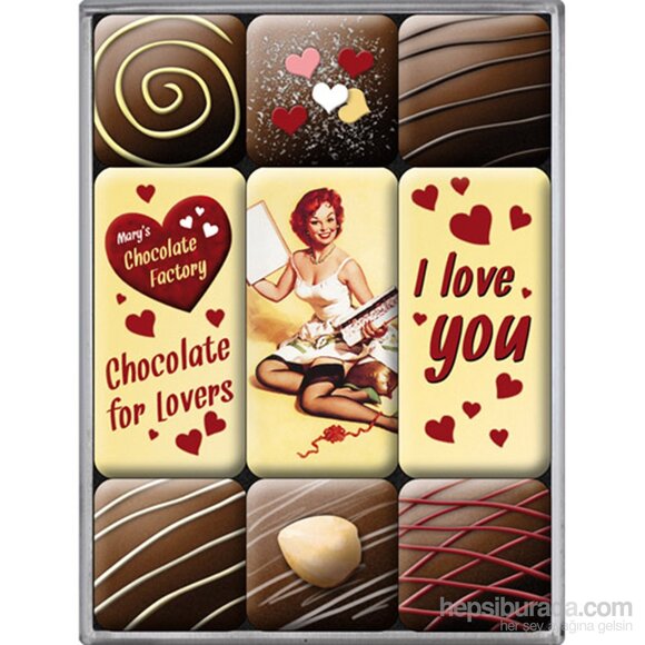 Nostalgic Art I Love You Chocolate Magnet Set 9 Parça - 1