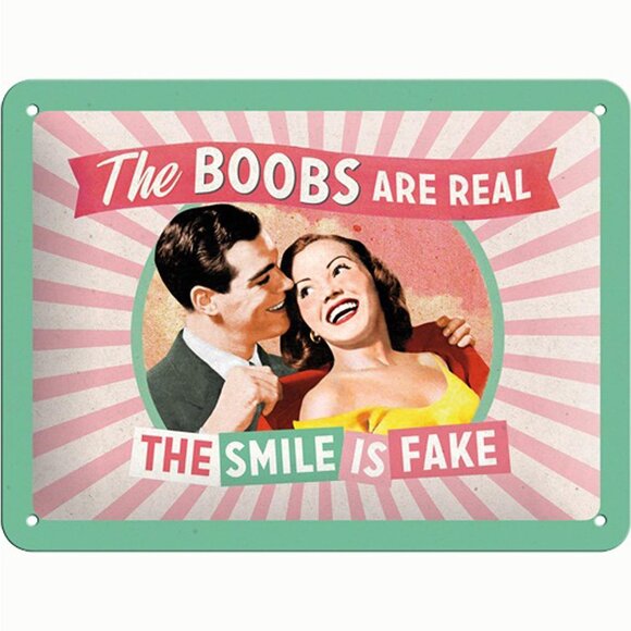 Nostalgic Art The Boobs Are Real Kabartmalı Metal Duvar Panosu - 1